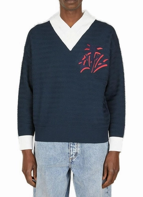 Eytys V-Neck Logo Printed Sweater
