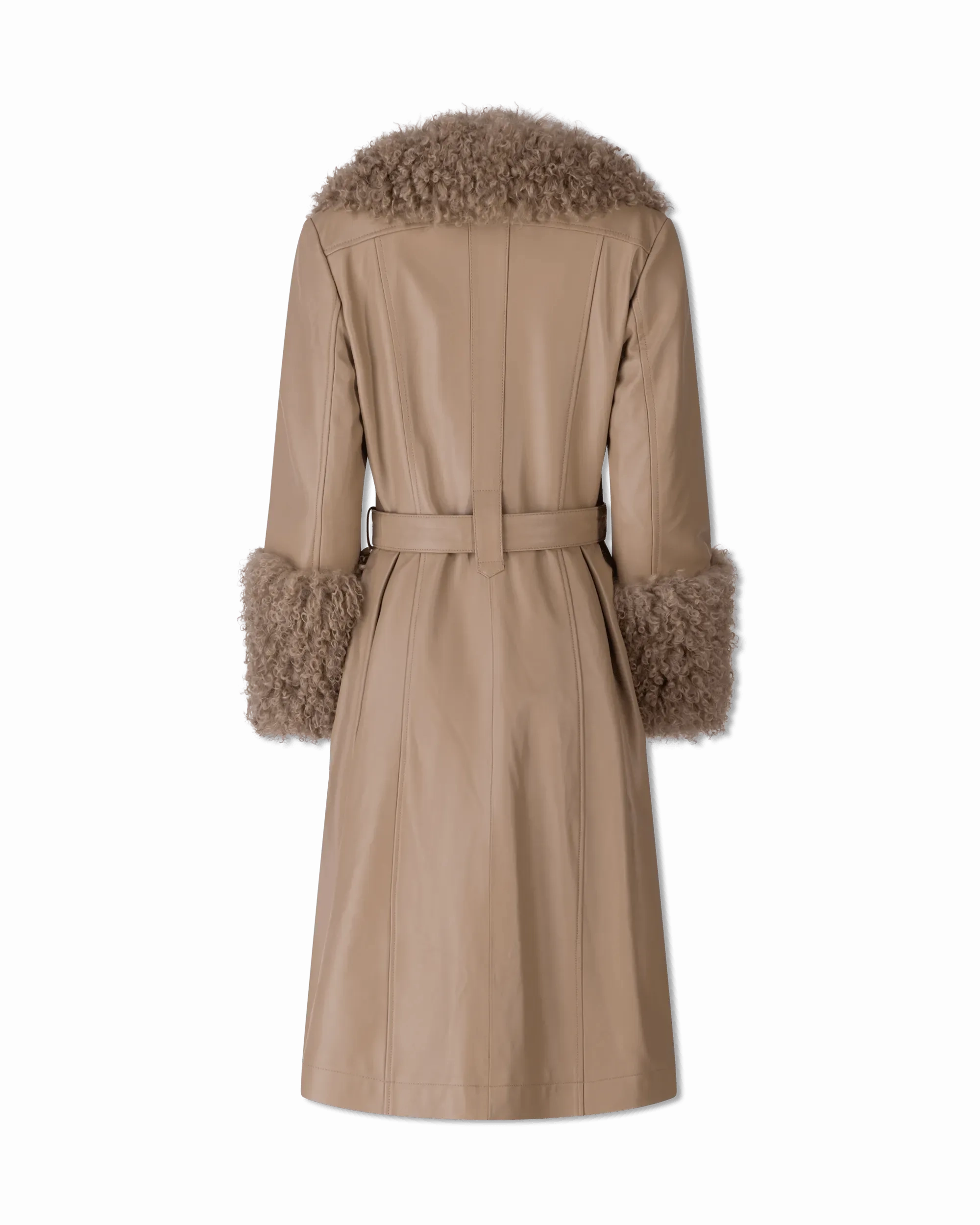 Foxy Shearling Brown Trim Leather Coat