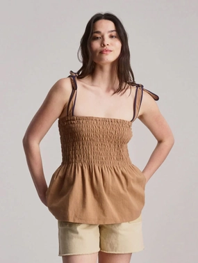 Gaia Women's Cheesecloth Vest | Tan