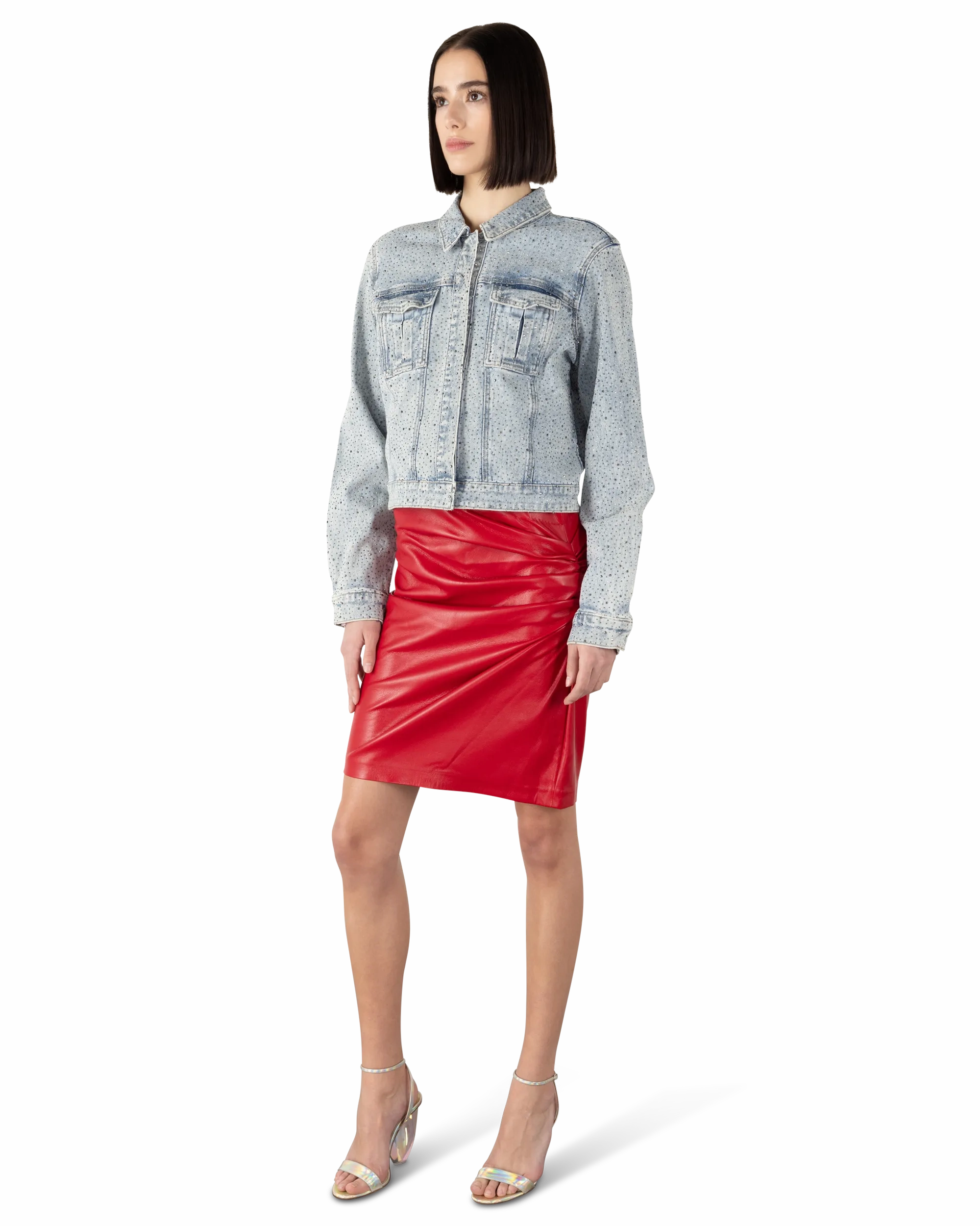 Generation Love Leona Crystal Denim Blazer