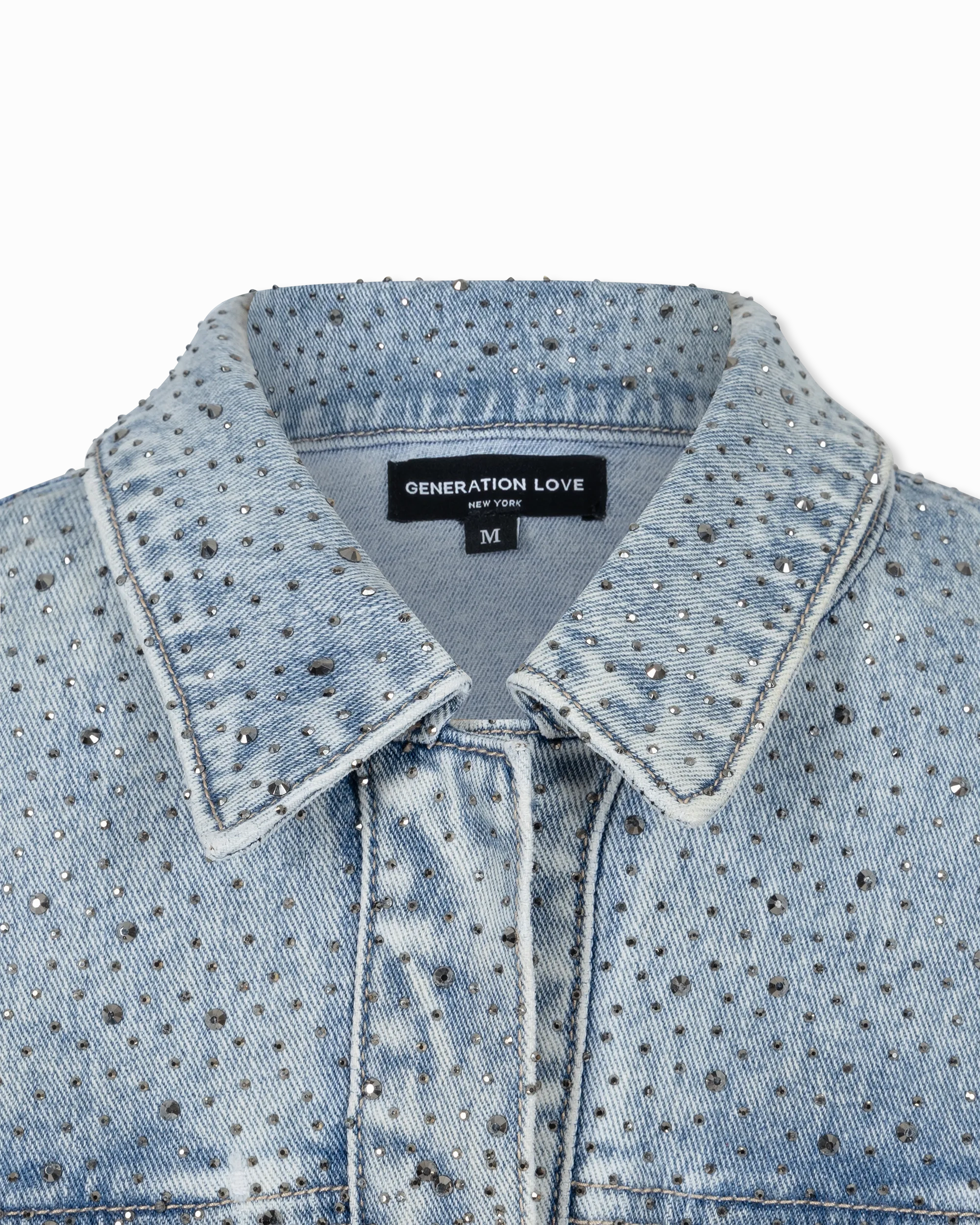 Generation Love Leona Crystal Denim Blazer