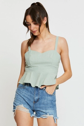 Green Peplum Top Sleeveless