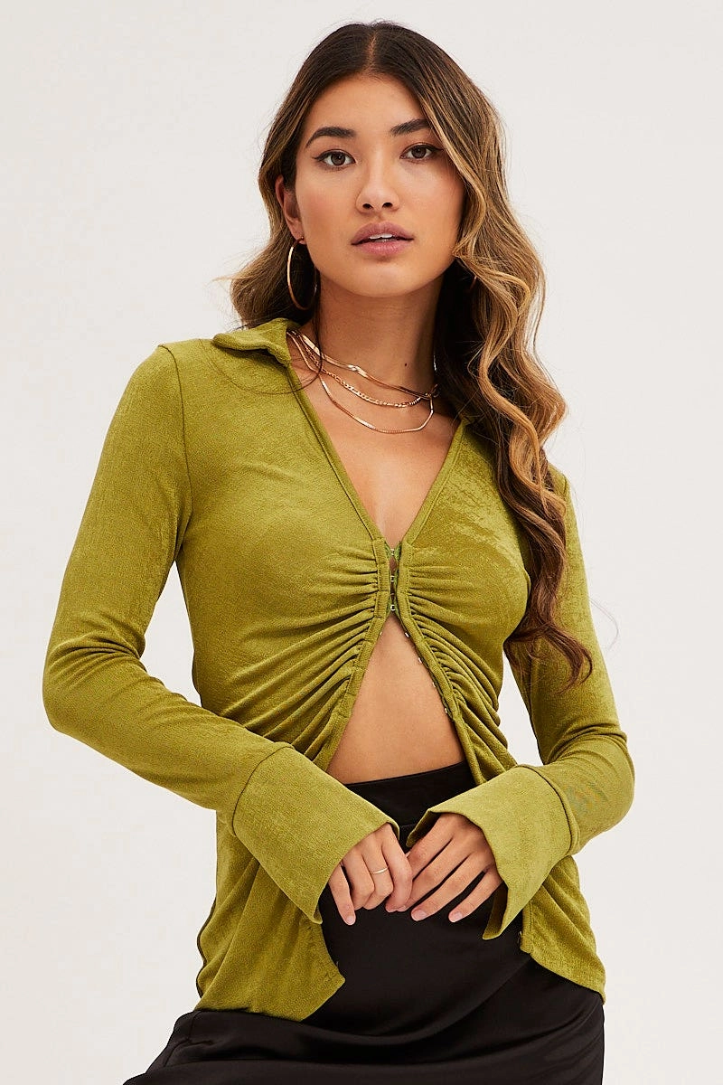 Green Slinky Jersey Long Sleeve Top