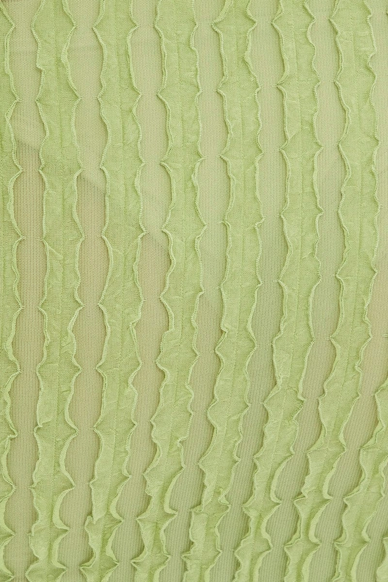 Green Textured Midi Skirt