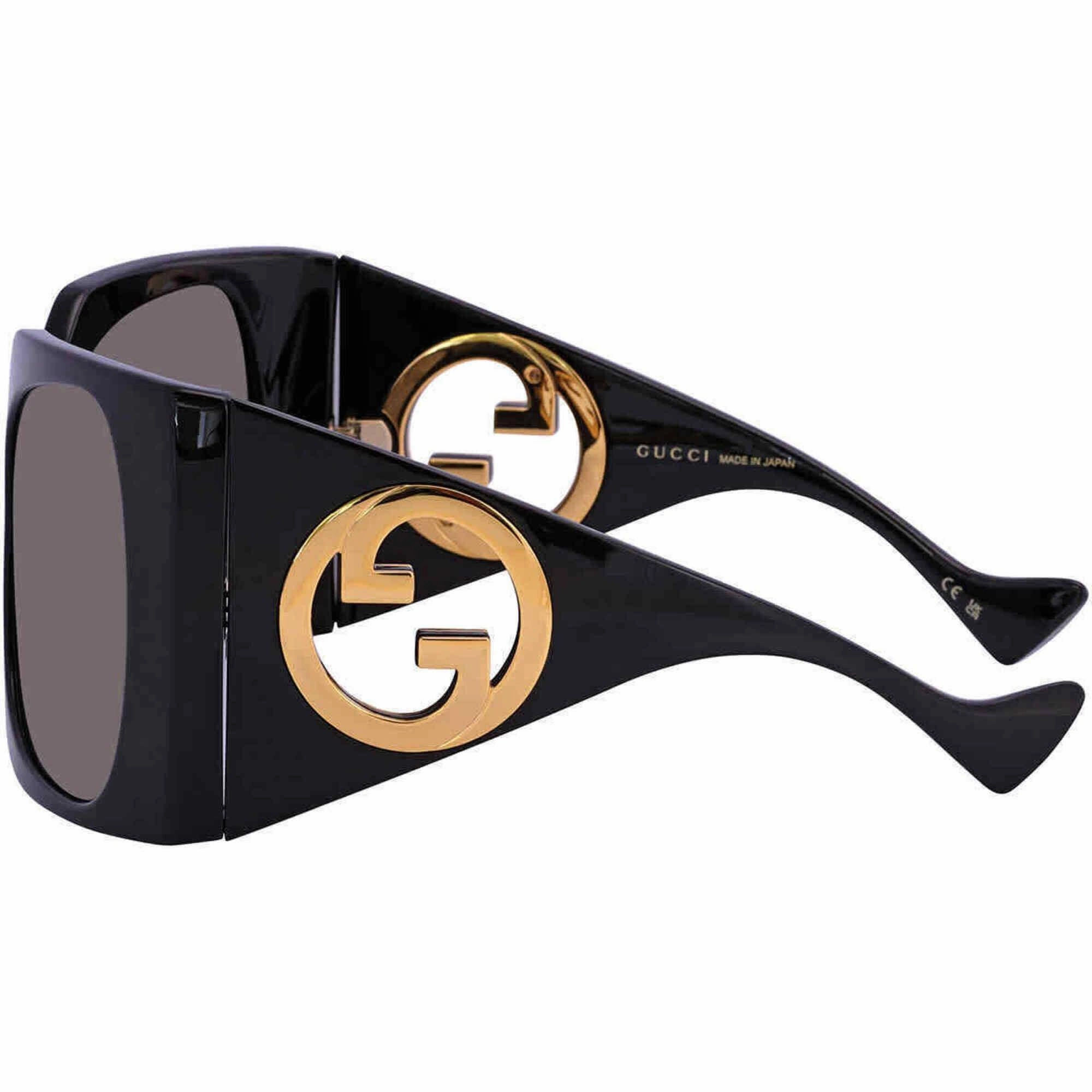 Gucci Women's Sunglasses - Black Recycled Acetate Wrap Frame Grey Lens | GG1255S 001