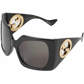 Gucci Women's Sunglasses - Black Recycled Acetate Wrap Frame Grey Lens | GG1255S 001
