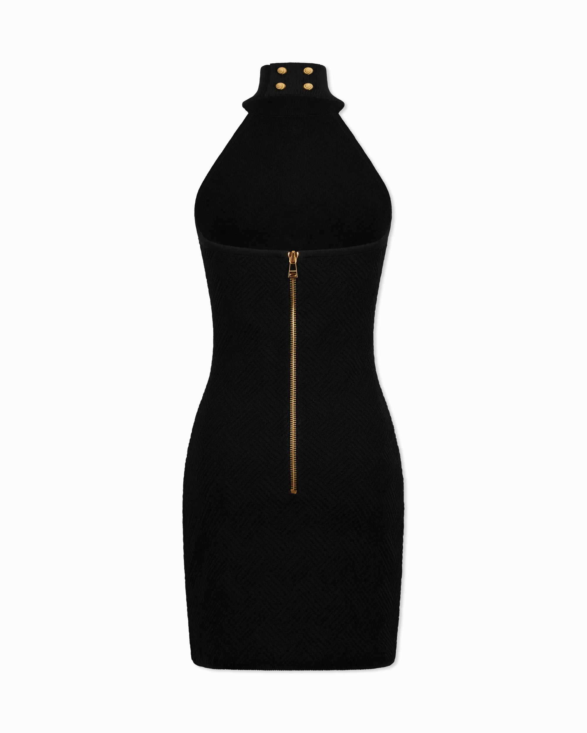 Halterneck Button Knit Mini Dress
