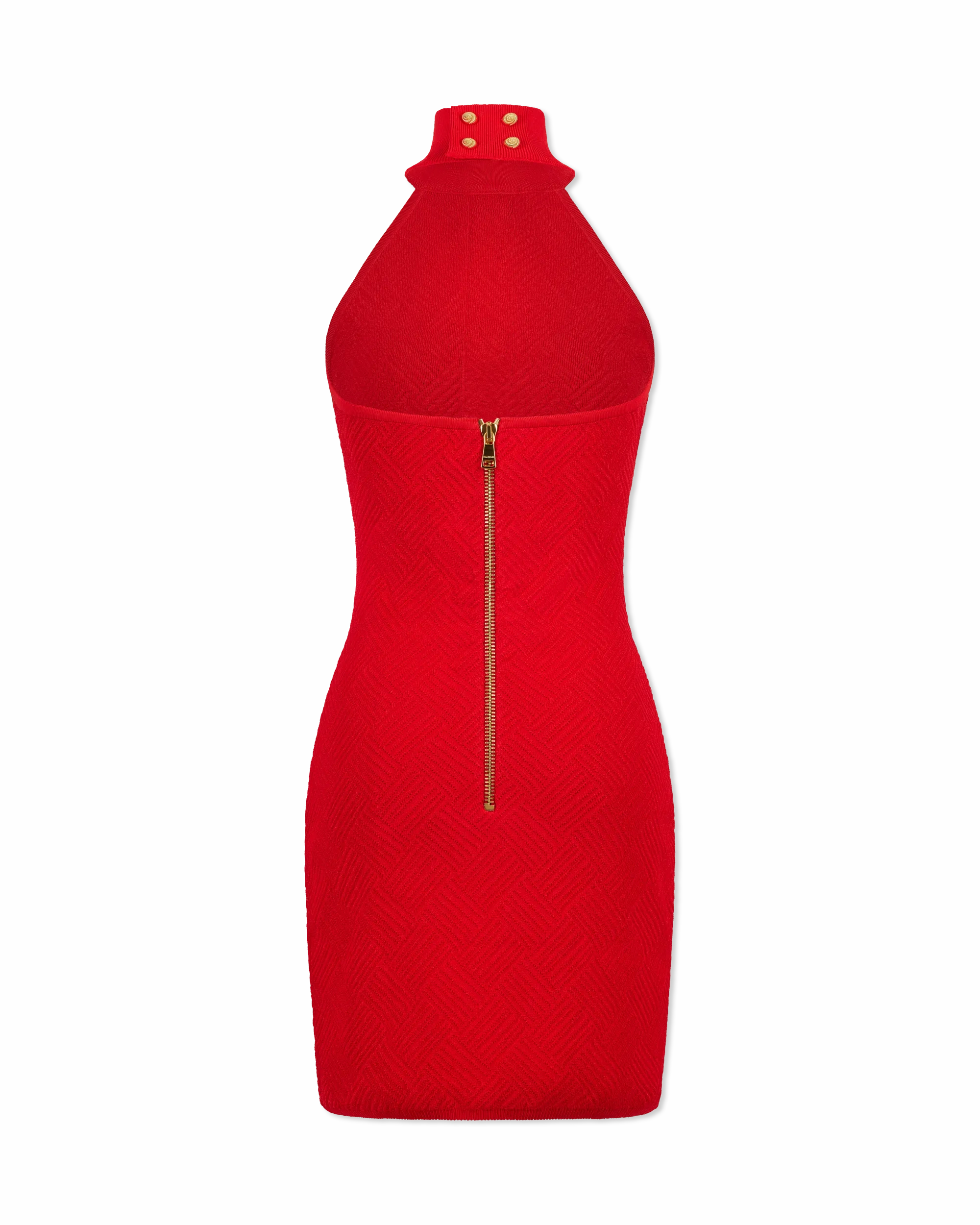 Halterneck Button Knit Mini Dress