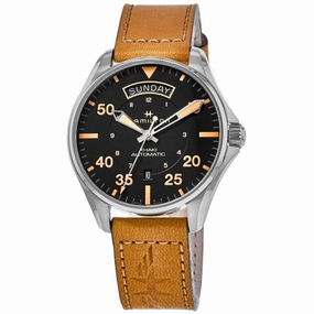 Hamilton Men's Watch - Khaki Aviation Day Date Auto Brown Leather Strap | H64645531