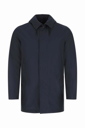 Herno Drawstring Collar Button Up Overcoat