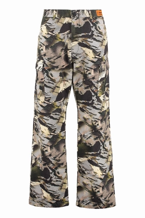 Heron Preston Camouflage Printed Straight Leg Cargo Pants