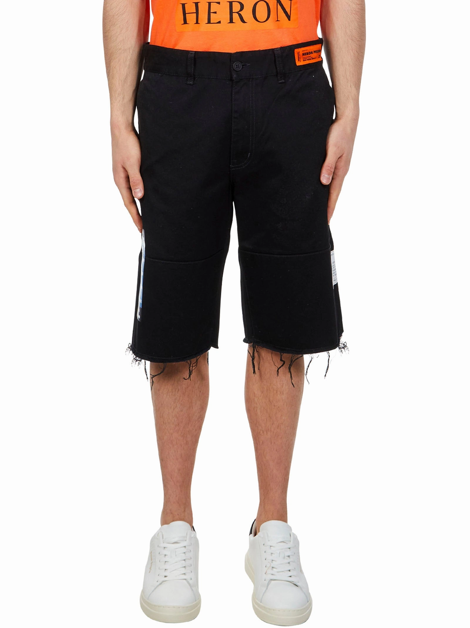 Heron Preston Logo Printed Denim Shorts