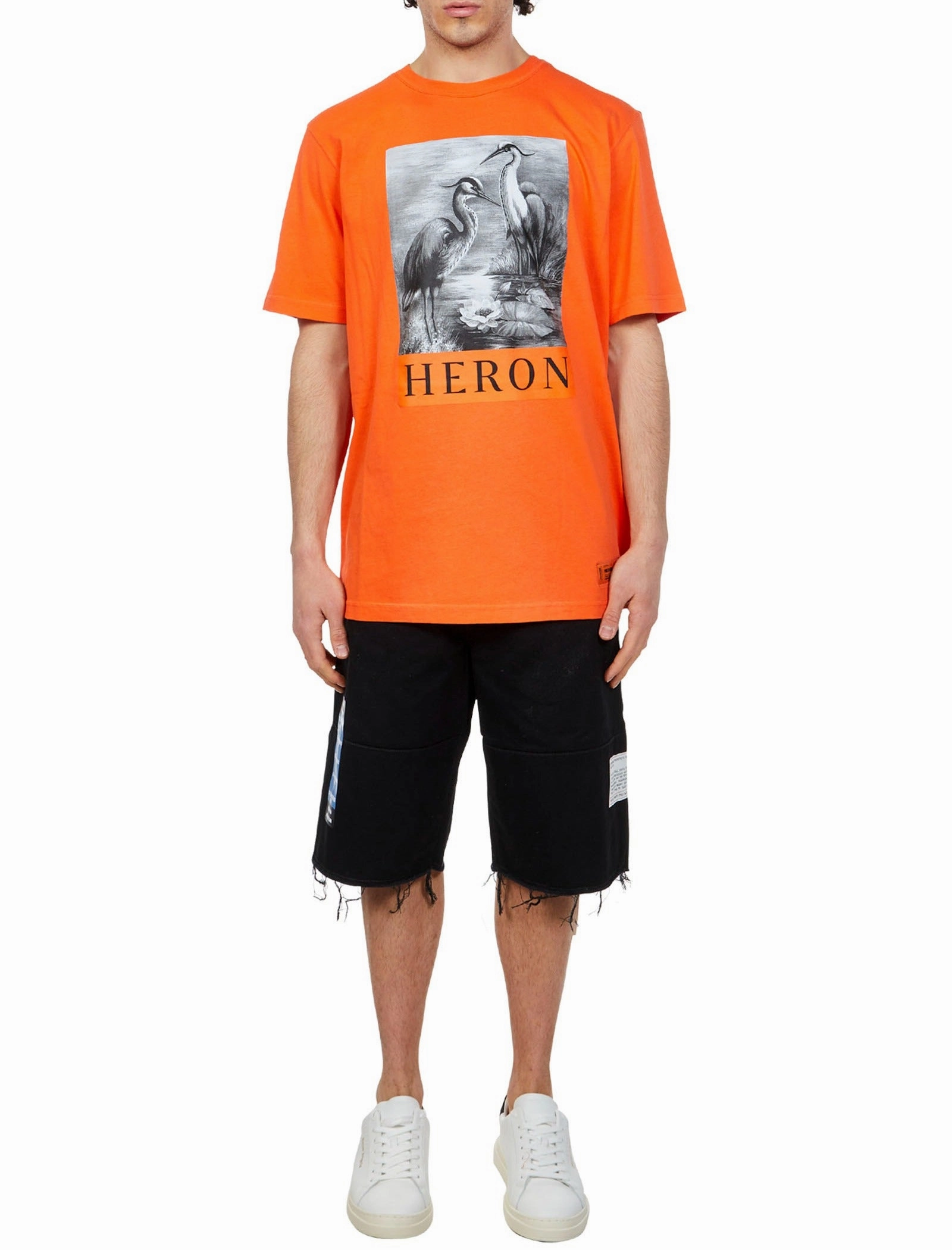 Heron Preston Logo Printed Denim Shorts