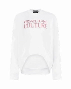 High-Low Hem Institutional Logo Print Sweatshirt