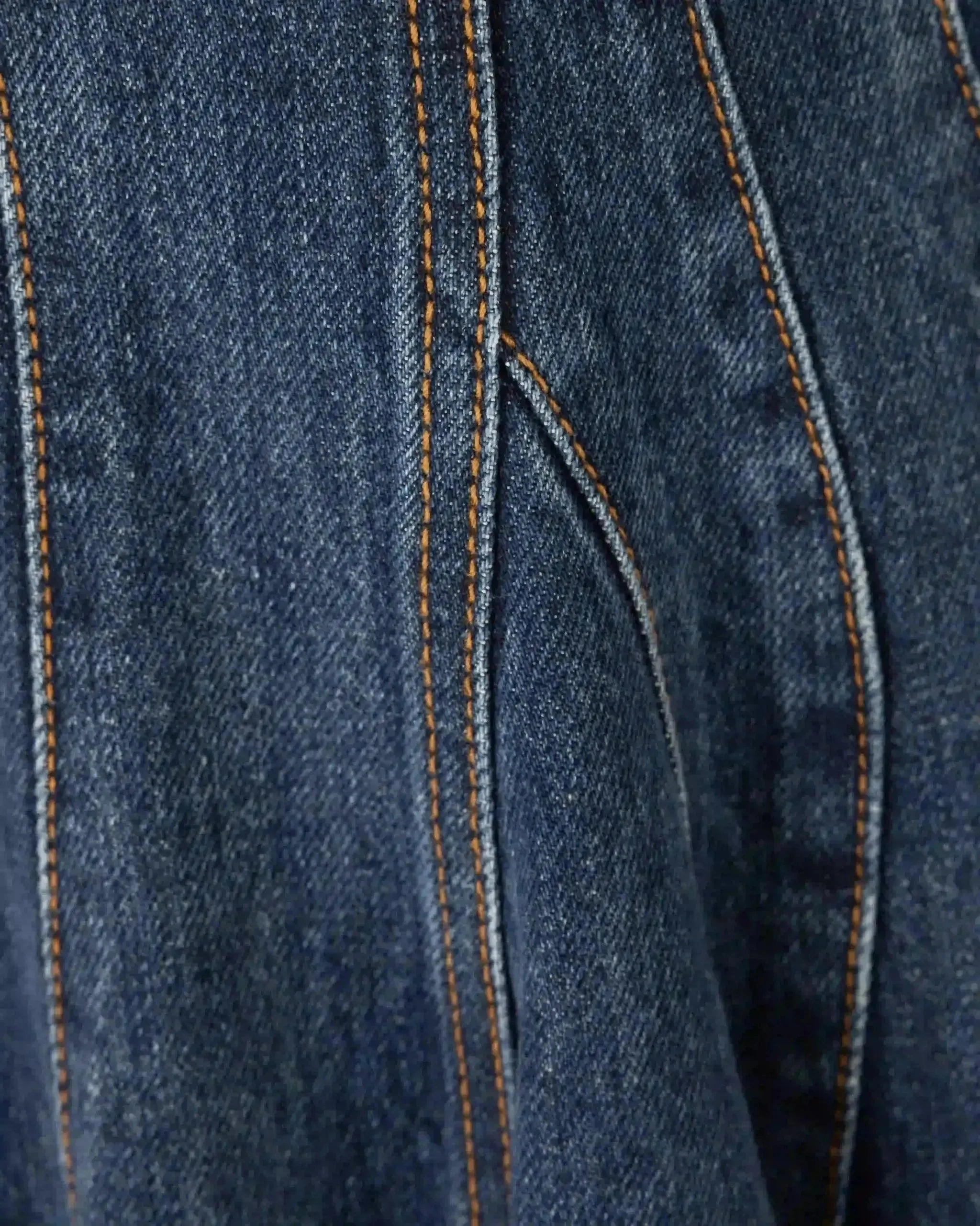 High-Low Organic Denim Midi Skirt