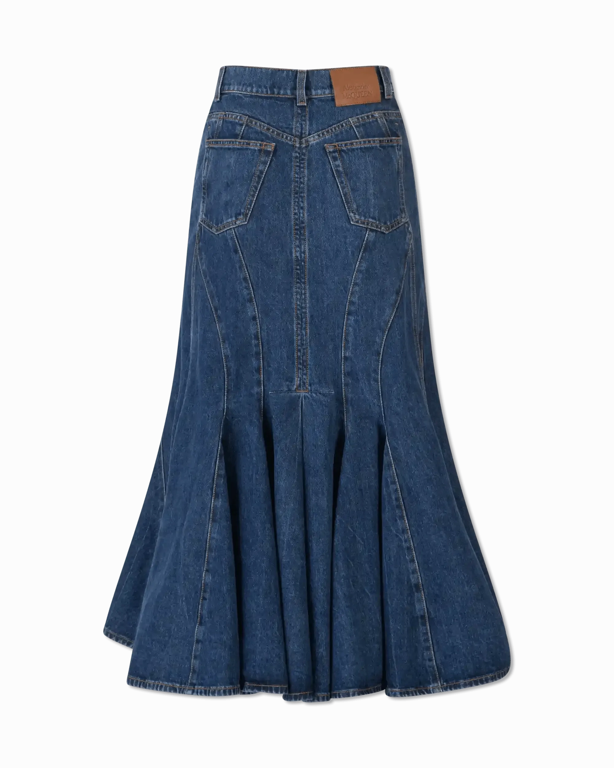 High-Low Organic Denim Midi Skirt