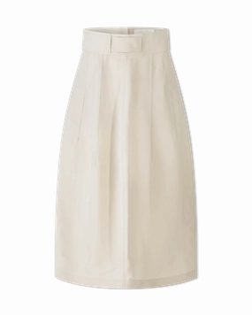 High Waisted Silk Midi Skirt