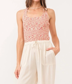 Indira Cross Back Tank Top In Infra Red Spacedye