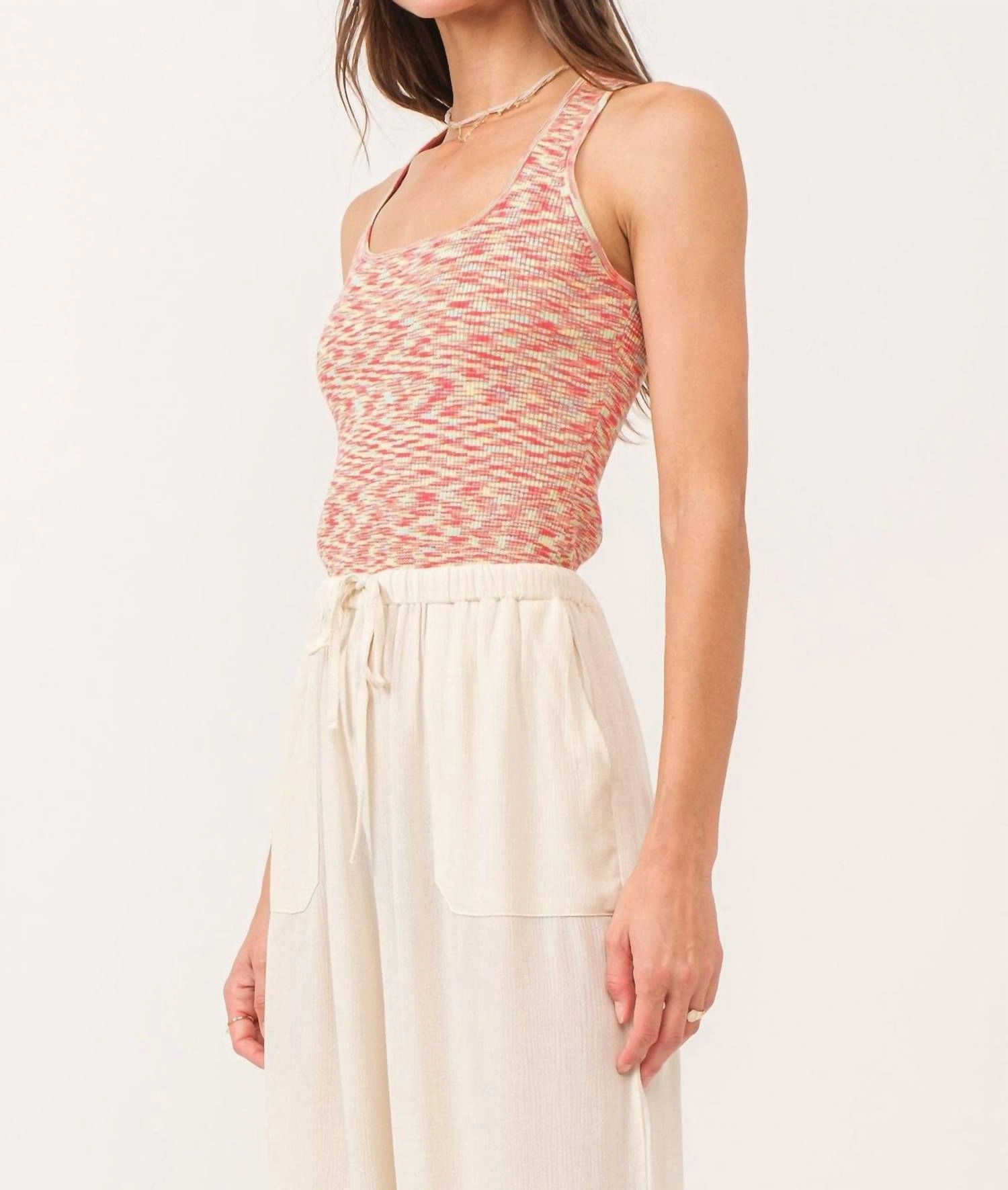 Indira Cross Back Tank Top In Infra Red Spacedye