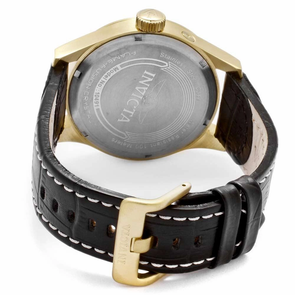 Invicta 10491 Men's I-Force Specialty Black Dial Black Leather Strap Watch