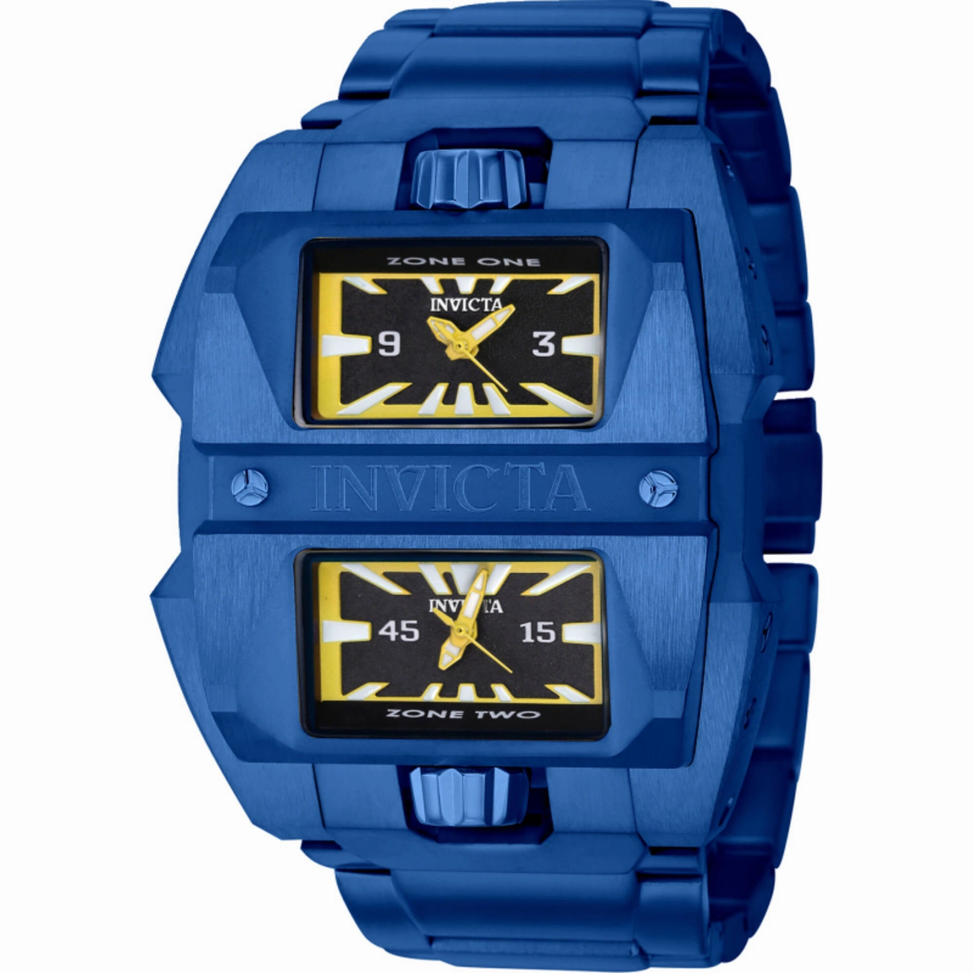 Invicta Men's Watch - Akula Dual Time Black Dial Blue Steel Bracelet Quartz | 41710
