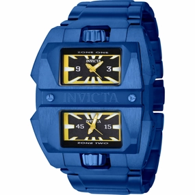 Invicta Men's Watch - Akula Dual Time Black Dial Blue Steel Bracelet Quartz | 41710