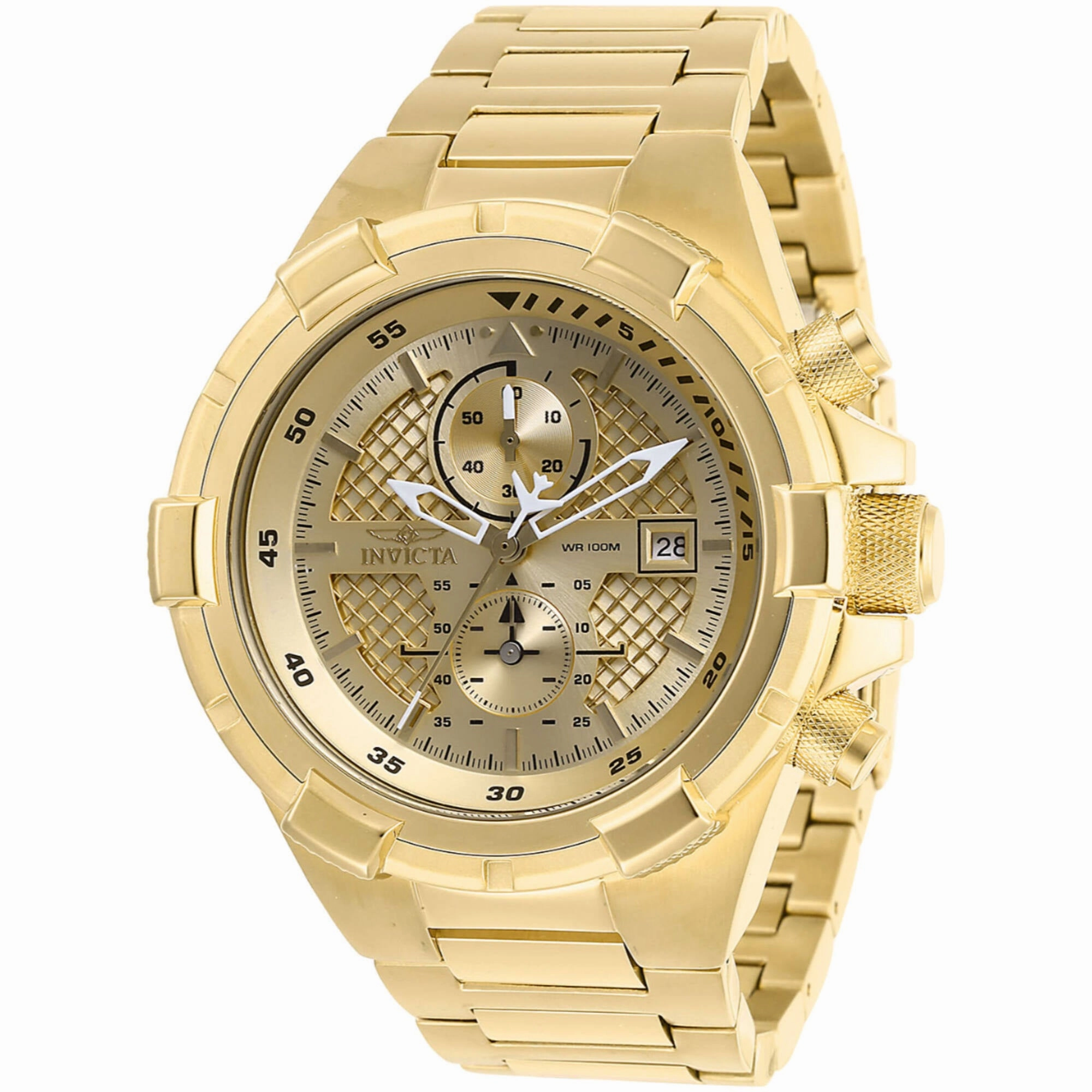 Invicta Men's Watch - Aviator Chronograph Gold Dial Stainless Steel Bracelet | 28122