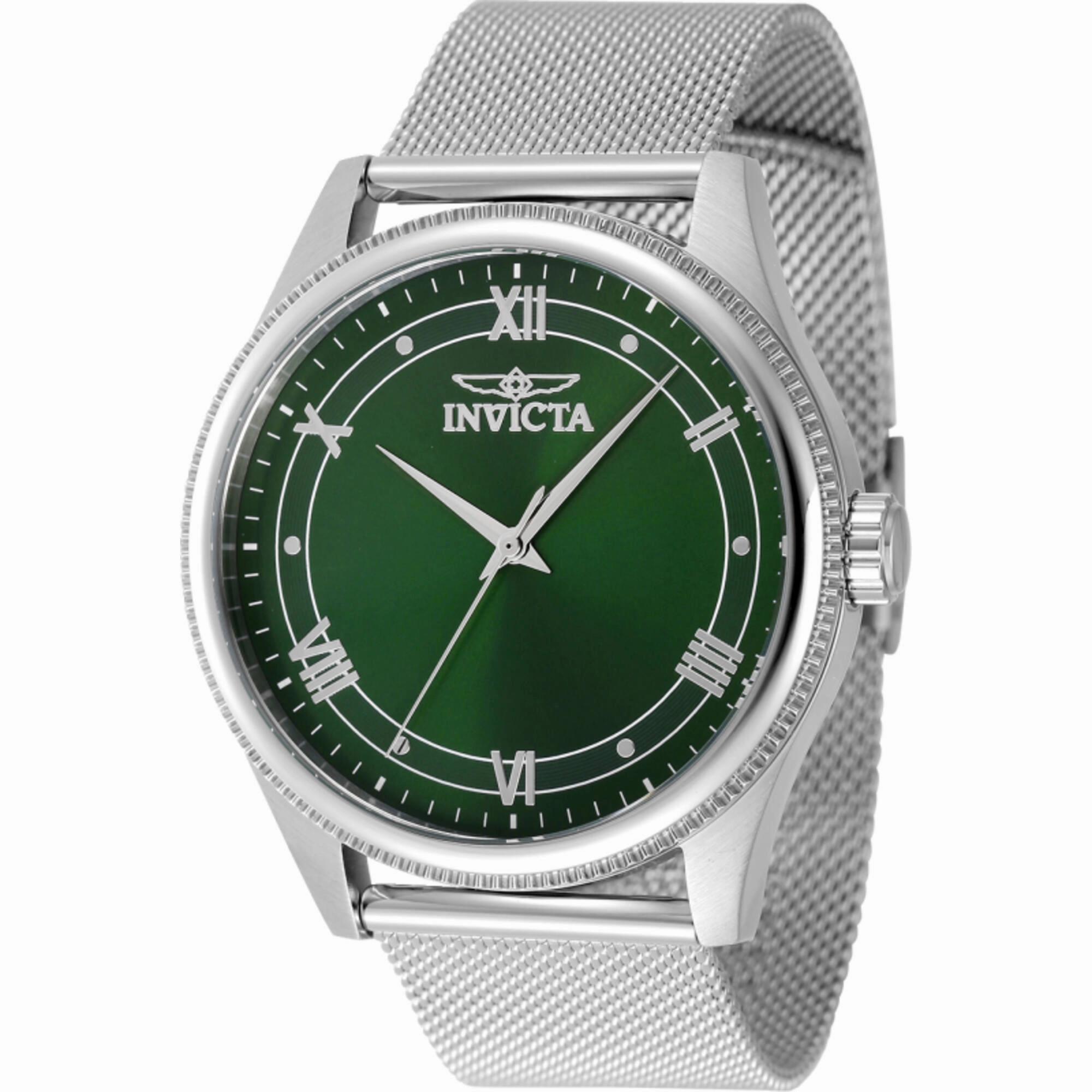 Invicta Men's Watch - Celestial Quartz Green Dial Silver Tone Mesh Bracelet | 48482