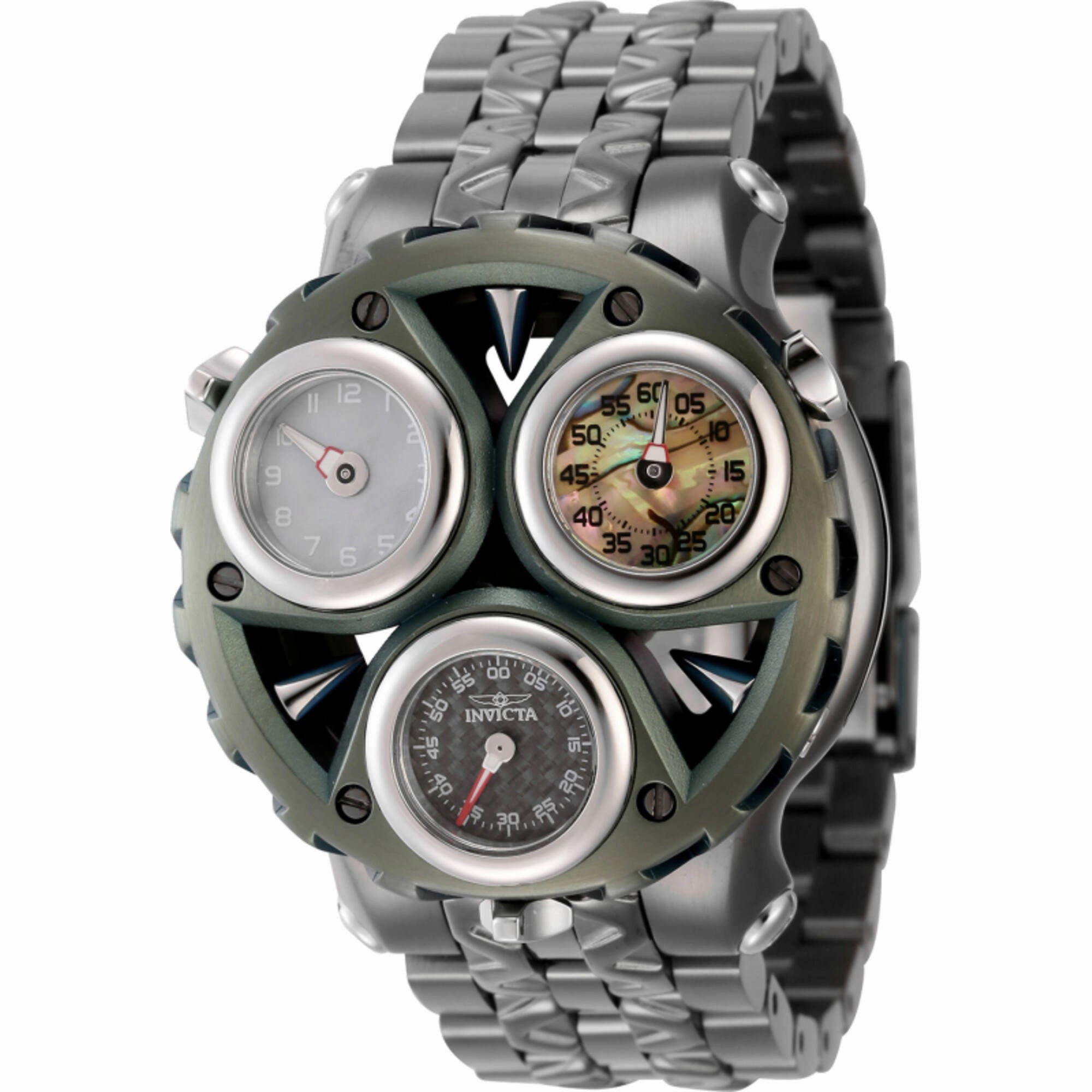 Invicta Men's Watch - Cerberus Tri Time Mint, Silver Tone, Titanium Case | 44596