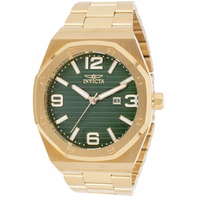 Invicta Men's Watch - Huracan Quartz Green Dial Yellow Gold Bracelet | 45784