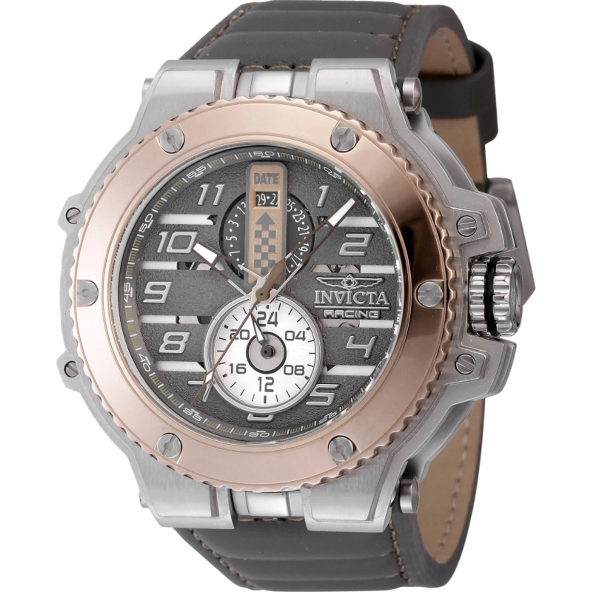Invicta Men's Watch - Invicta Racing Downforce Quartz Grey Leather Strap | 47381