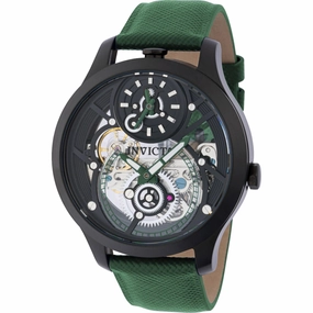 Invicta Men's Watch - Objet D Art Green, Silver, Black Dial Leather Strap | 44325