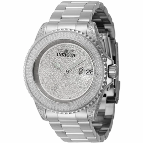 Invicta Men's Watch - Pro Diver Automatic Diamond Pave Rhodium Dial Bracelet | 35663