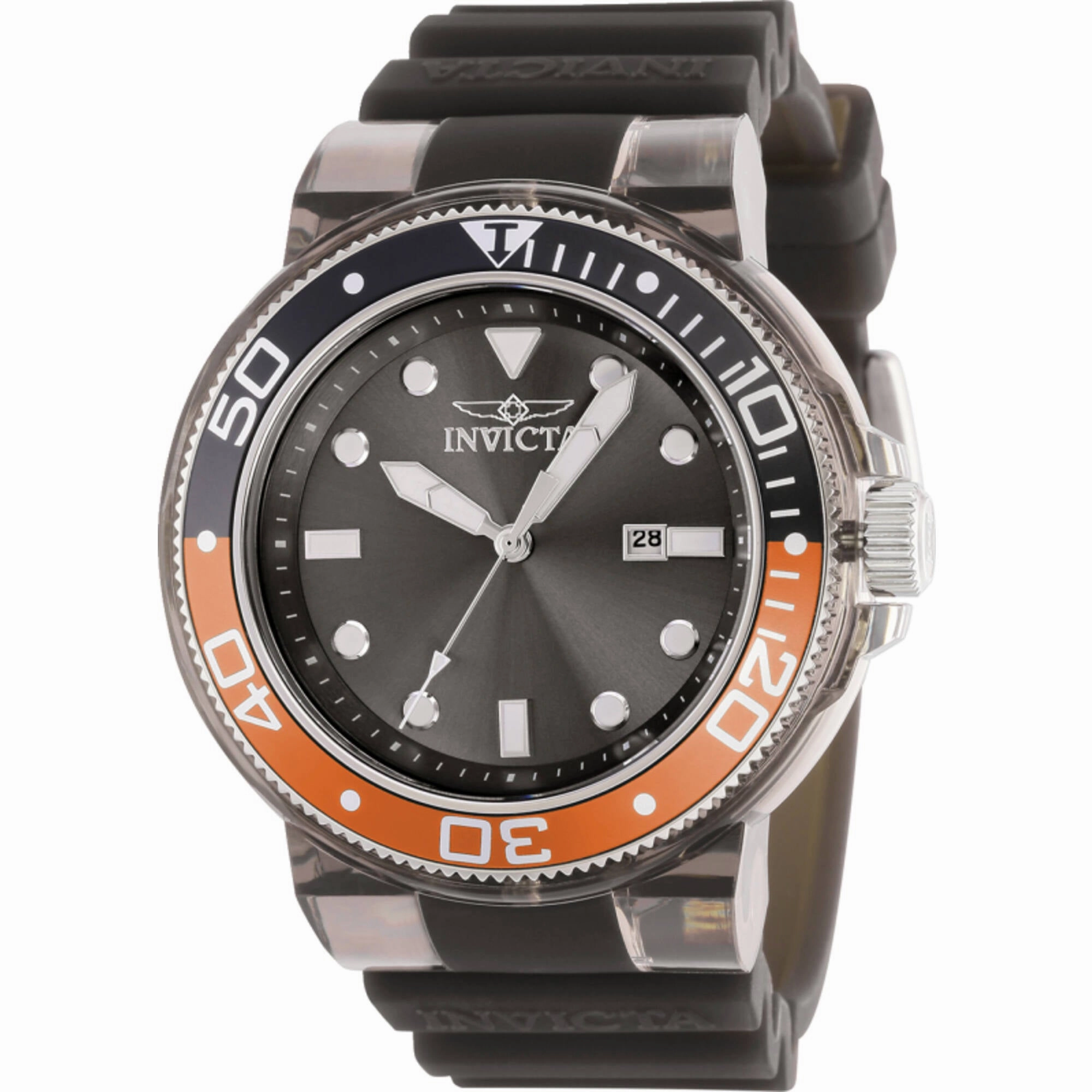 Invicta Men's Watch - Pro Diver Date Transparent Black Silicone Strap Quartz | 38887