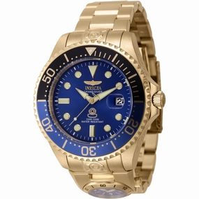 Invicta Men's Watch - Pro Diver Dual Time Blue Dial Yellow Gold Bracelet | 45819