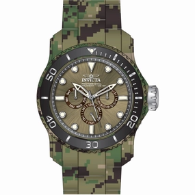 Invicta Men's Watch - Pro Diver Quartz Khaki Dial Aqua Plating Steel Bracelet | 47855