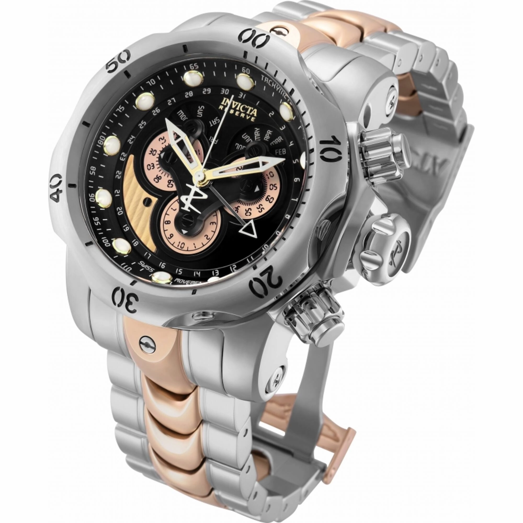 Invicta Men's Watch - Reserve Chrono Dark Blue and Black Dial Steel Bracelet | 45610