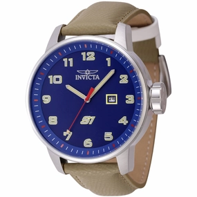 Invicta Men's Watch - S1 Rally Quartz Blue Dial Khaki Genuine Leather Strap | 44958