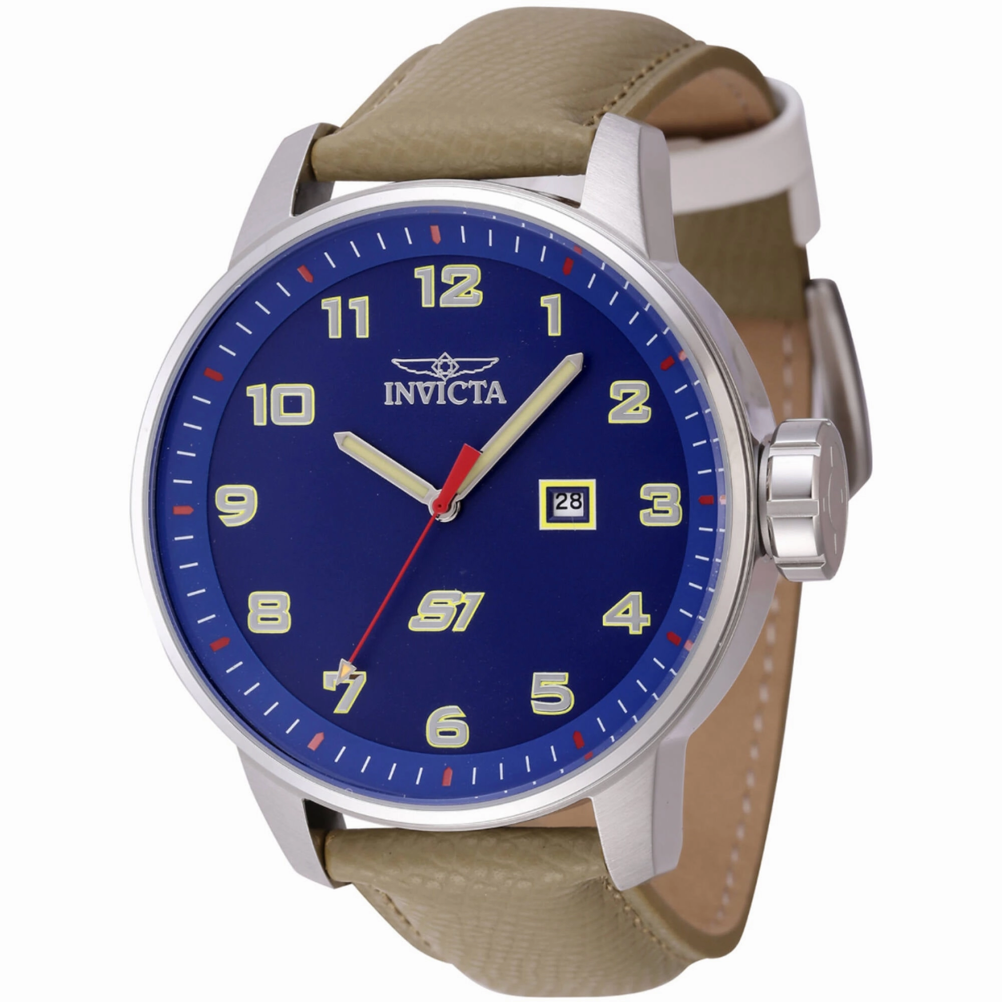 Invicta Men's Watch - S1 Rally Quartz Blue Dial Khaki Genuine Leather Strap | 44958