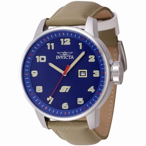 Invicta Men's Watch - S1 Rally Quartz Blue Dial Khaki Genuine Leather Strap | 44958