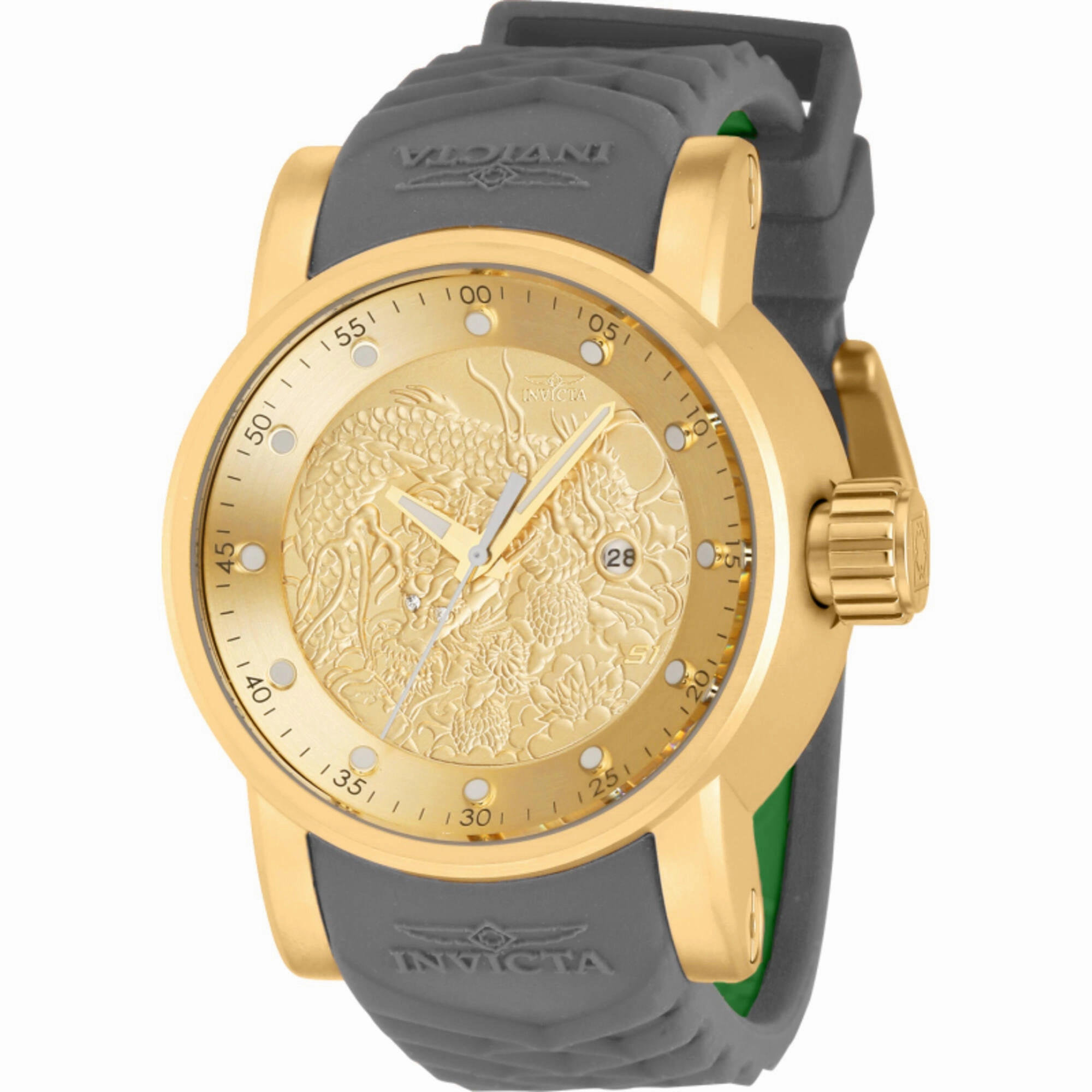Invicta Men's Watch - S1 Rally Quartz Gold Dial Green and Grey Strap Date | 41149