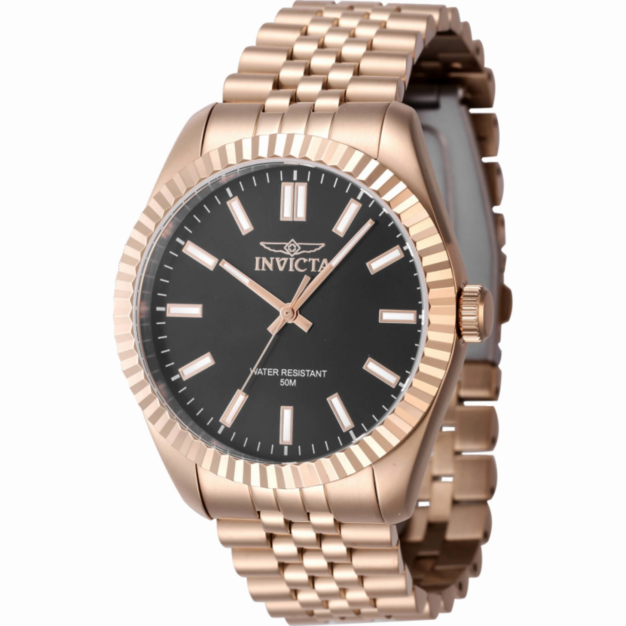 Invicta Men's Watch - Specialty Black Dial Rose Gold Steel Bracelet Quartz | 47492