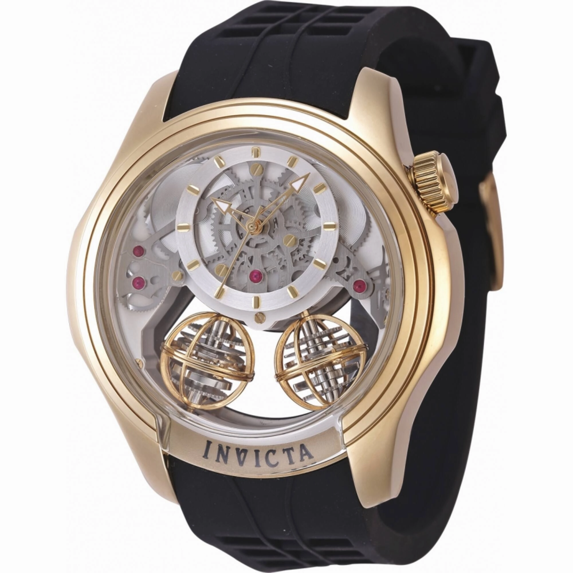 Invicta Men's Watch - Specialty Silver Dial Yellow Gold Case Silicone Strap | 47375