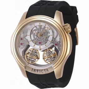 Invicta Men's Watch - Specialty Silver Dial Yellow Gold Case Silicone Strap | 47375