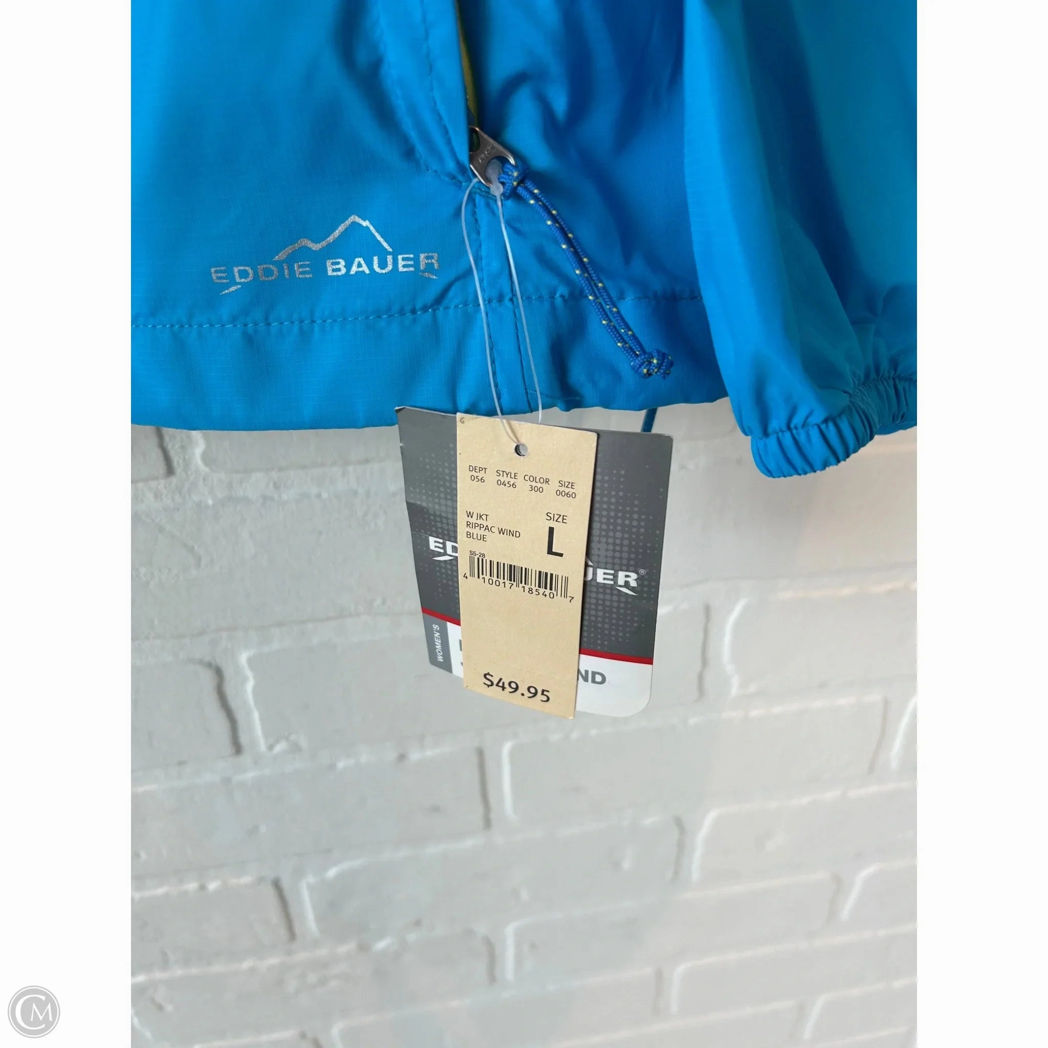 Jacket Windbreaker By Eddie Bauer In Blue, Size: L