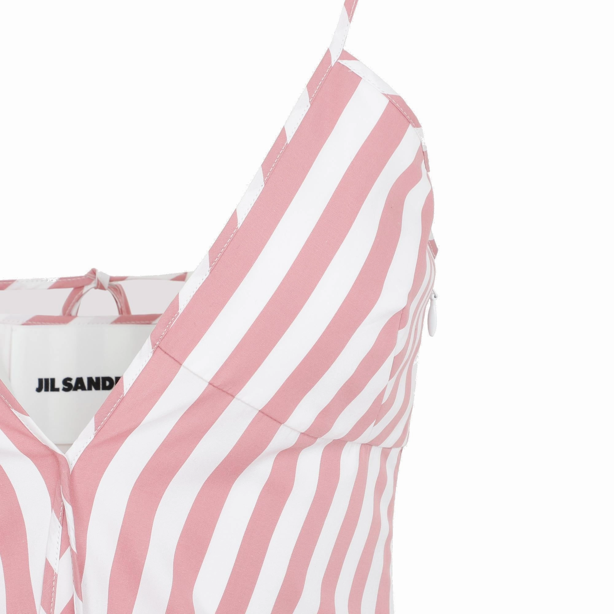 Jil Sander Striped V-Neck Dress