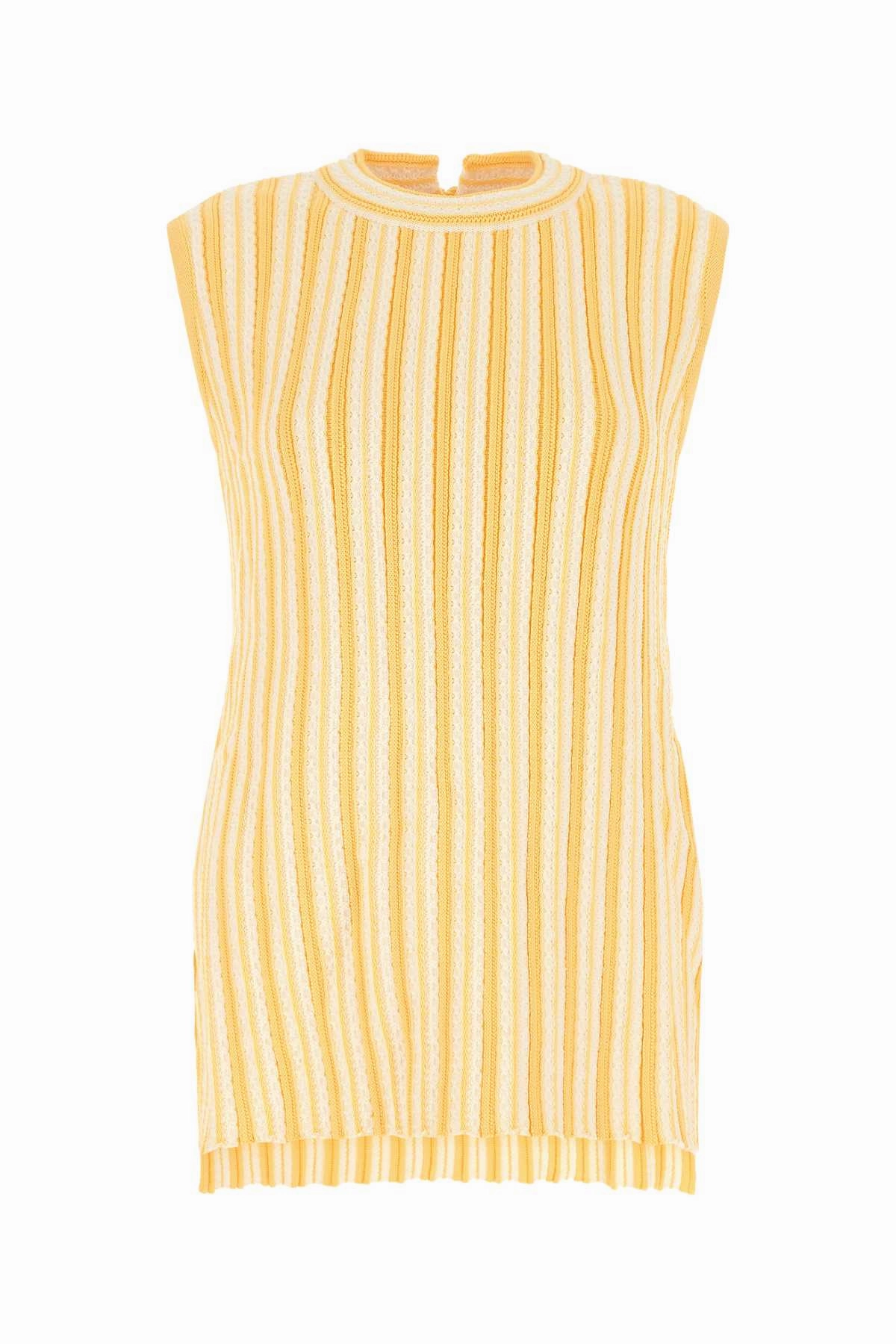 Jil Sander V-Neck Striped Knit Top