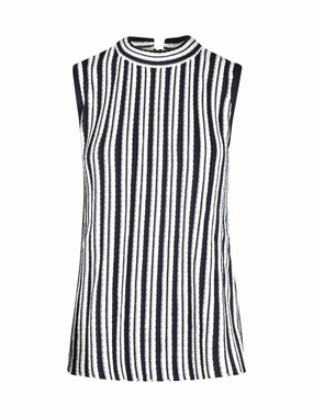 Jil Sander V-Neck Striped Knit Top