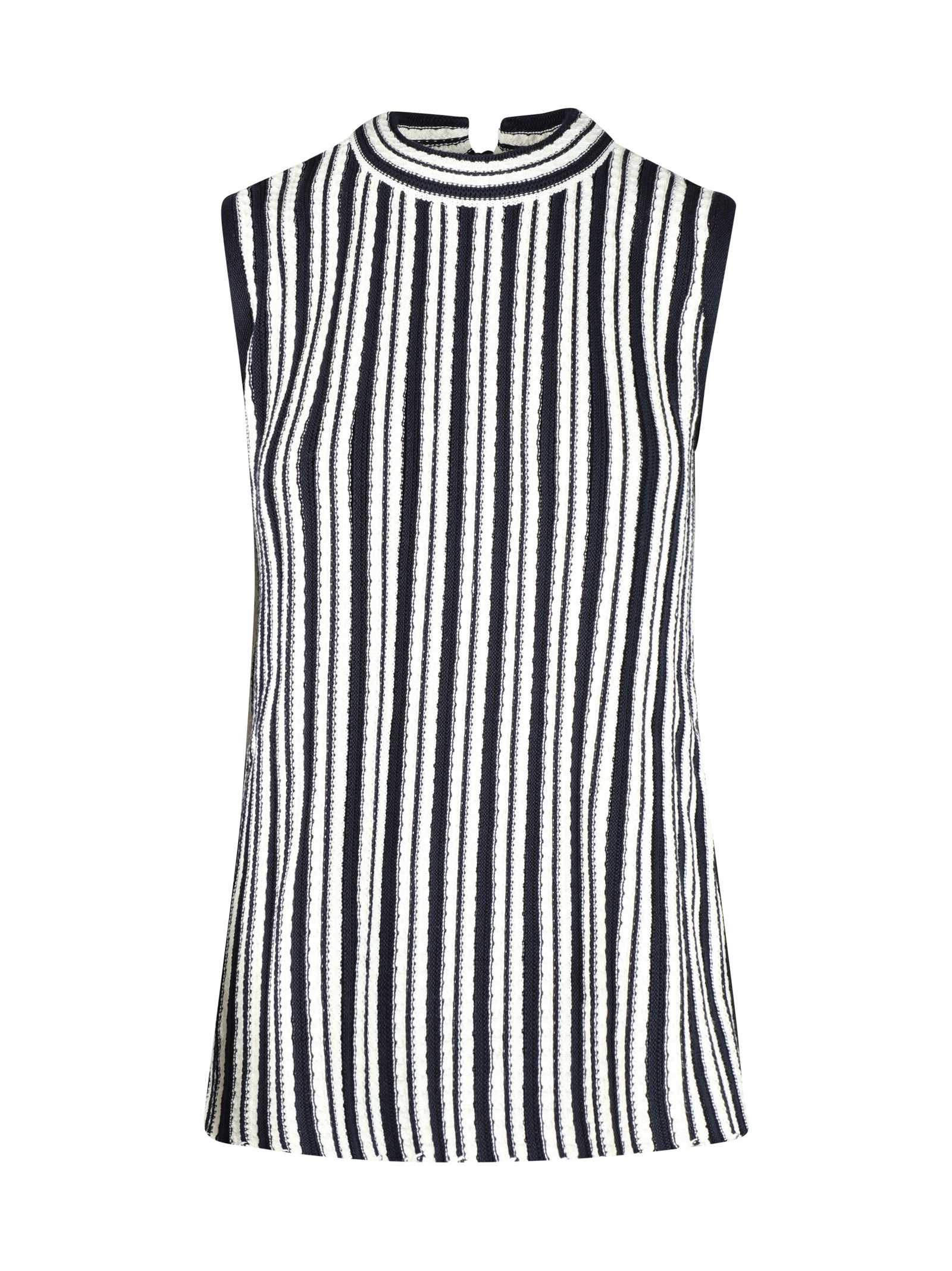 Jil Sander V-Neck Striped Knit Top