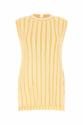 Jil Sander V-Neck Striped Knit Top